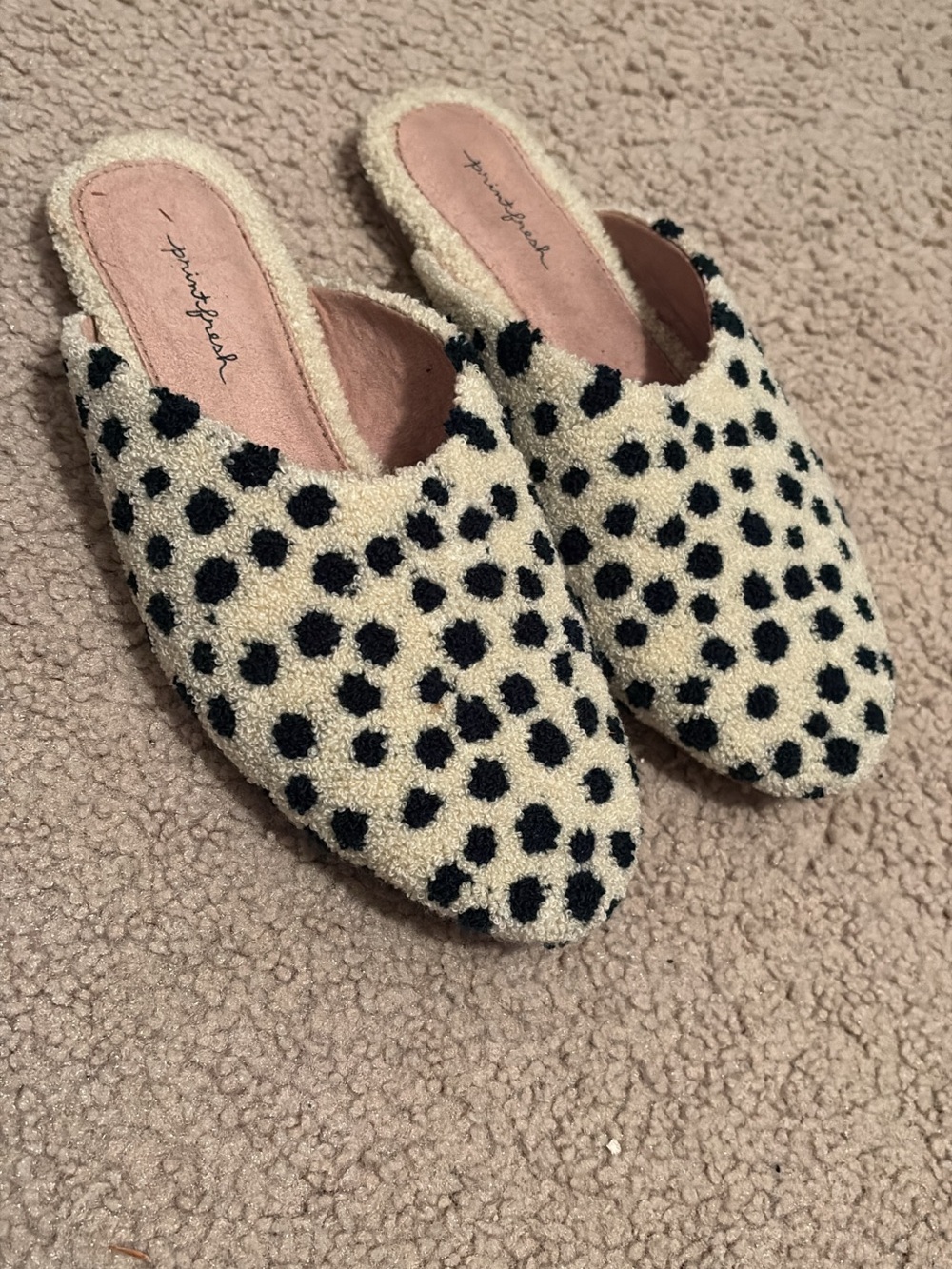 Tasselwood Cream & Black Polka Dot Slip-On Mules